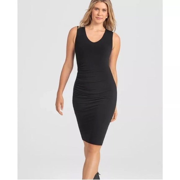 Honeylove Womens Medium InnerPower Sleeveless Dress Black Crepe Knit Slimming - Picture 8 of 8